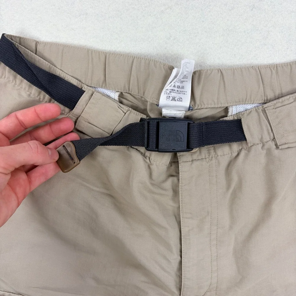 The North Face Mens Tan Khaki Nylon Cargo Hiking Shorts Integrated Belt Size M
